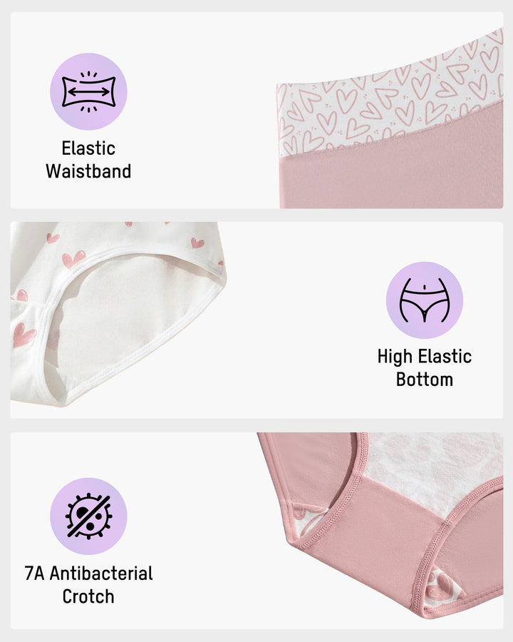 Culotte Coton Doux Imprime Coeurs - Lot de 6